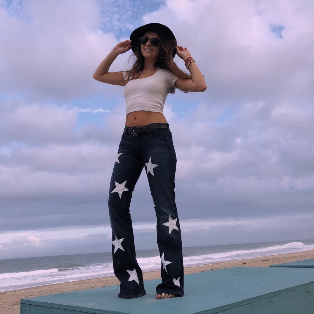 7 for all mankind hand painted star flare jeans